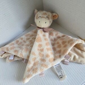 Kelly Toys Plush Beige Giraffe Lovey Security Blanket Rattle 14" x 13" 2020